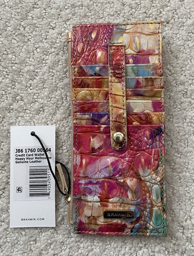 New Brahmin Melbourne Credit Card Slim Leather Wallet HAPPY HOUR Multicolor NWT - Picture 10 of 11