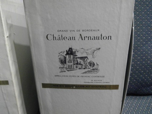 Rare! 1960's Chateau ARnauton Cristallin Crystal Wine Glass Pair Etched Chateau - Picture 4 of 6
