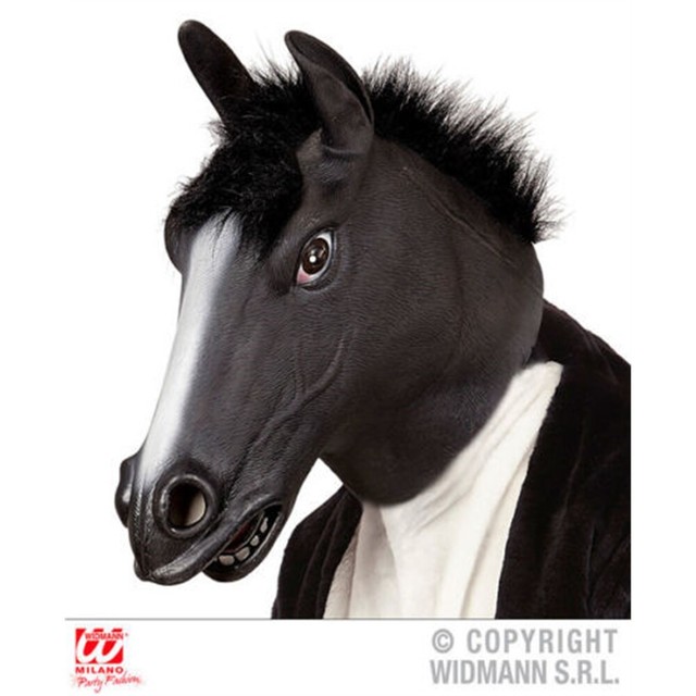 Black Horse Full Head Mask Brown Body Part Halloween Prop Headless Fancy