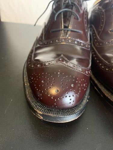 Vintage Johnston & Murphy Aristocraft Burgundy Oxford Wing Tip Shoe Sz 9 D/B - Picture 3 of 10