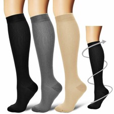 3 Medias De Compression Para Mujer Calcetines Para La Circulacion 20-30 Mmhg