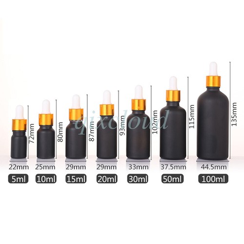 5ml 10ml 20ml 30ml 100ml Black Glass Essential Oil Dropper Bottle Pipette Vials - Bild 12 von 17