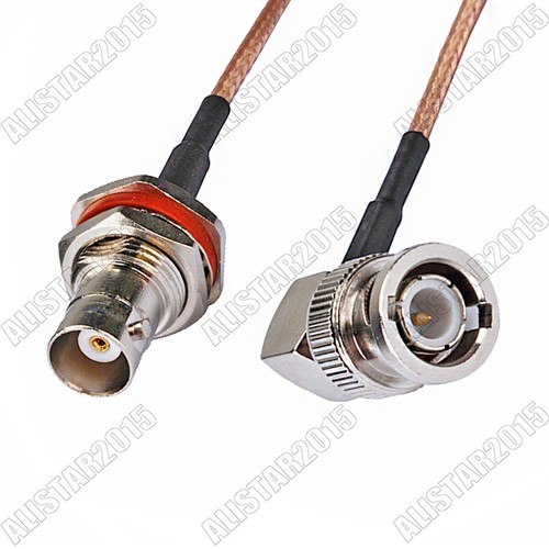 Cable adaptador RF RG316 50 cm conector ángulo recto macho macho mamparo hembra BNC A BNC - Imagen 1 de 3