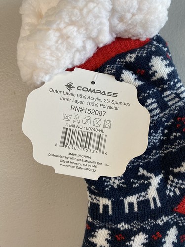 Sherpa Forrado Cálido Acogedor Zapatilla Calcetines Agarre Parte Inferior | Rojo Azul Marino Blanco TALLA ÚNICA - Imagen 4 de 5