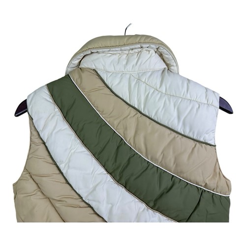 Vintage 80s Mountain Goat White Stag Color Block Green Full Zip Puffer Vest Sz M - Picture 6 of 11
