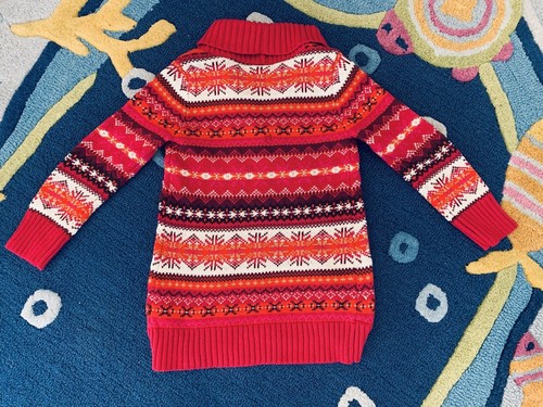 NEW Baby Gap Girls Size 4 Fair Isle Sweater Knit Dress Cardigan Outfit Pink Plum - Picture 13 of 14