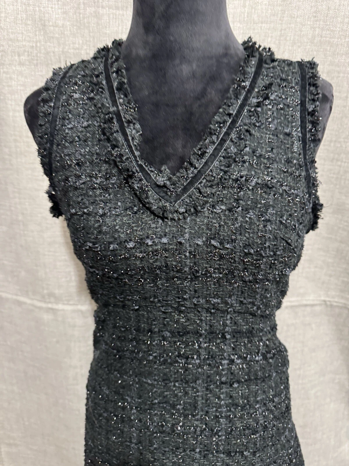 Abito Kate Spade 18Aw tweed mini lama senza maniche nero Sh0514 donna taglia 4