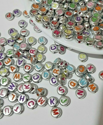 100/200 Pcs Alphabet Letter Mixed Color Beads Flat For Jewelery Making Xmas Gift - Picture 22 of 123