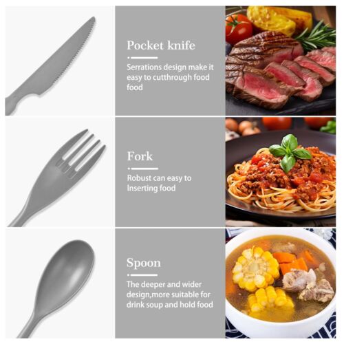 Large Knives Spoons and Forks Set 12pcs Reusable Plastic Utensils Cutlery Set... - Picture 4 of 7