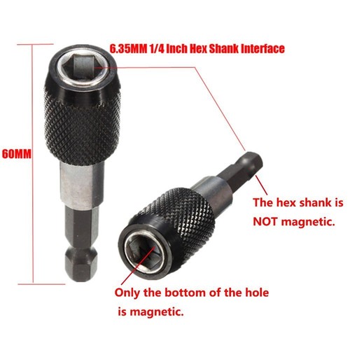 Quick Change Chuck Adaptor Holder 1/4" Hex Shank Magnetic Extension (2Pcs Black) - Picture 6 of 10