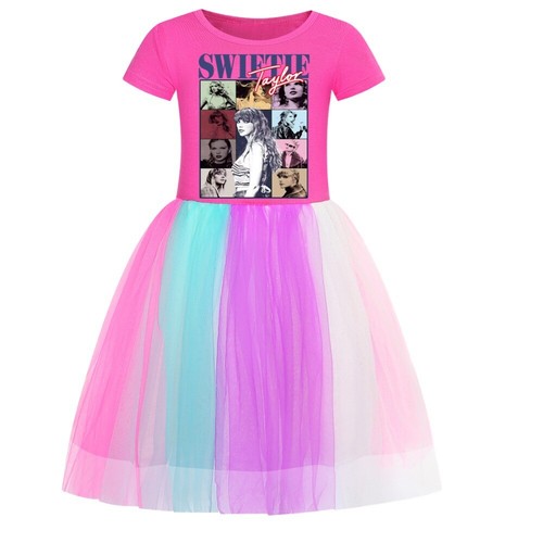 Taylor Swift 3D Print Rainbow Dress Girl Skirt Party Princess Birthday Gift 3-6Y - Picture 19 of 25