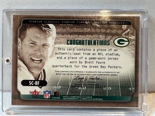 Brett Favre 2002 Donruss Classics Stadium Stars Stadium Seat Jersey Relic Packer - Foto 2 di 4