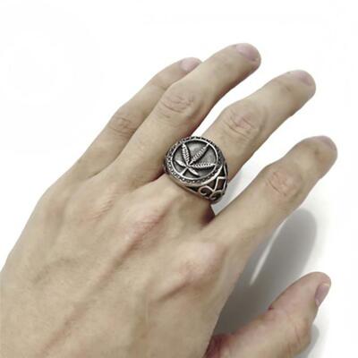 Simple Hemp Leaf Design Men's 925 Sterling Silver Tree Ring | eBay