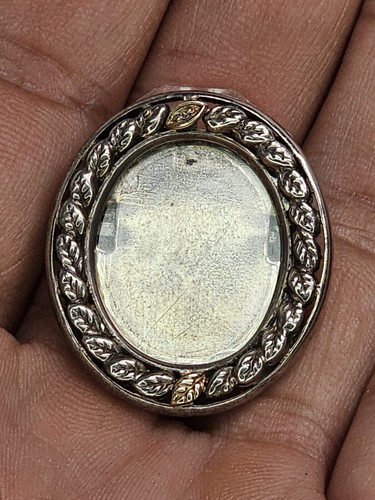 Vintage 10K - Diamond - Sterling Silver Brooch Pendant -Stand-Locket Photo Frame - Picture 3 of 10