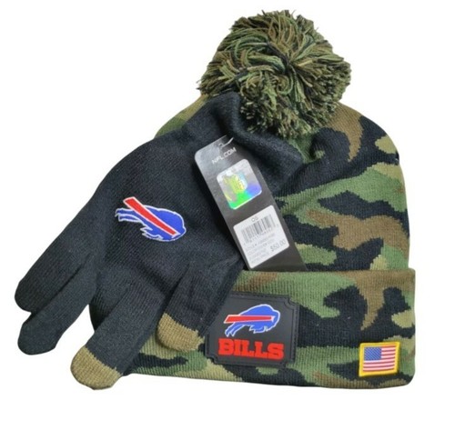 Set guanti berretto mimetici verdi Buffalo Bills Salute To Service AFC - Foto 1 di 4
