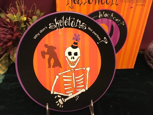 Set of 6 Department 56 Halloween Riddle Plates New in Box first quality - Picture 4 of 7