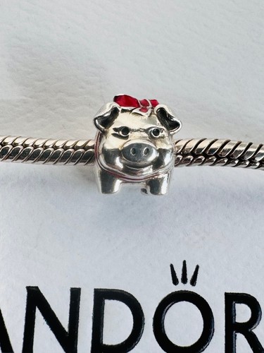 Pandora Sterling Silver Lucky Pig, Piggy Bank Charm 791809ENMX Red Enamel Bow - Picture 5 of 17
