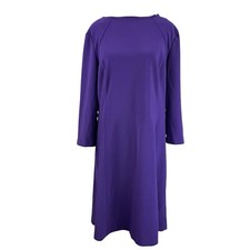 Lauren Ralph Lauren 16 Ponte Knit Sheath Dress Purple 3/4 Sleeve Back Zip
