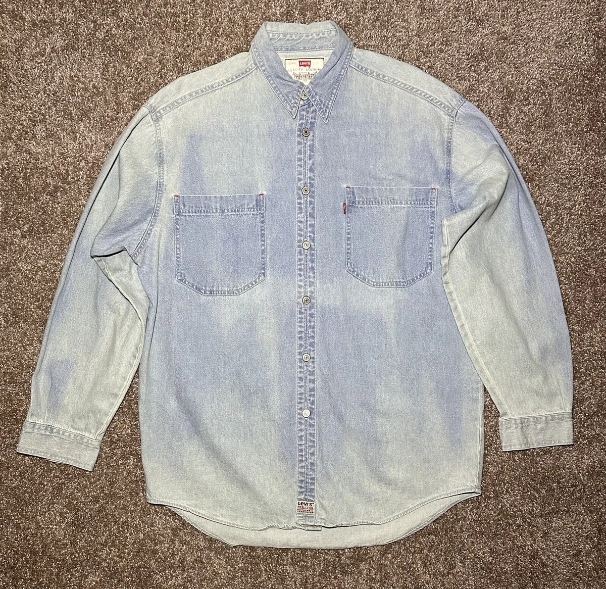 vtg ‘95 Levis Red Tab Men’s L/S Denim Shirt 832M (60560-1315) Light Wash Size M