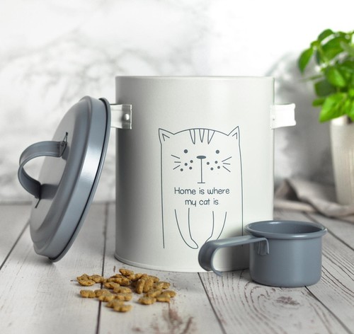 Trockenfutterdose Löffel Metalldose Tierfutter Vorratsdose Katzenfutterbox Katze - Bild 2 von 4