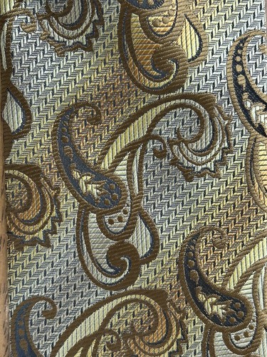 Men’s Stacy Adams Microfiber Hand Made Neck Tie Necktie Gold Brown Paisley - Picture 4 of 4