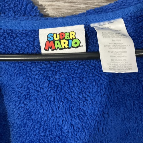 Super Mario Bros Fleece Jacket Boys L Blue Hooded Full Zip Pockets Graphic Print - Picture 8 of 11