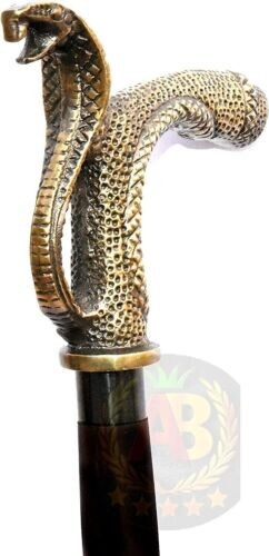 Bastón Vintage Latón Cuervo Mango Náutico Victoriano Latón Bastón Madera - Imagen 4 de 8