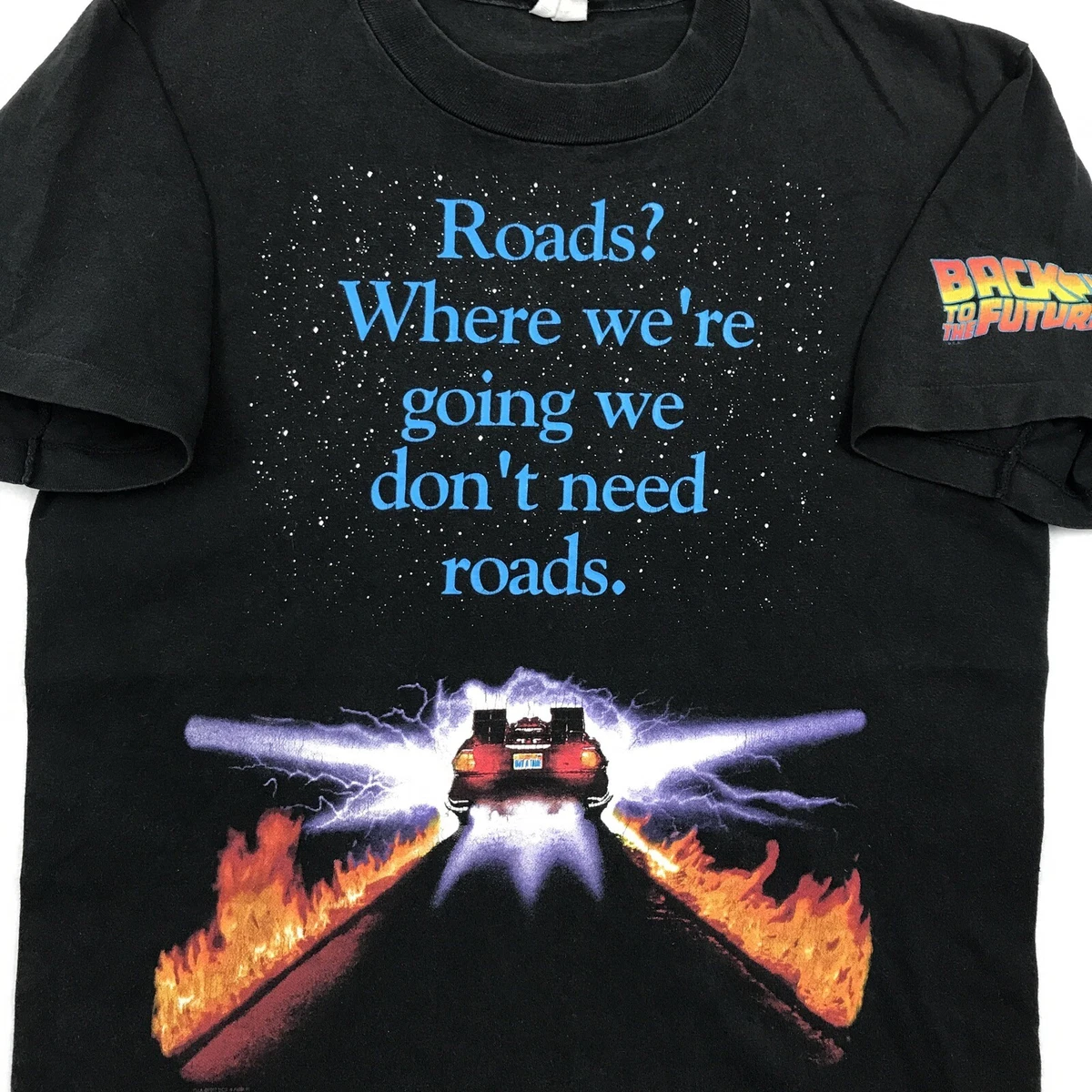 Vtg 90s BACK TO THE FUTURE ROADS MOVIE T-Shirt M single stitch universal studios