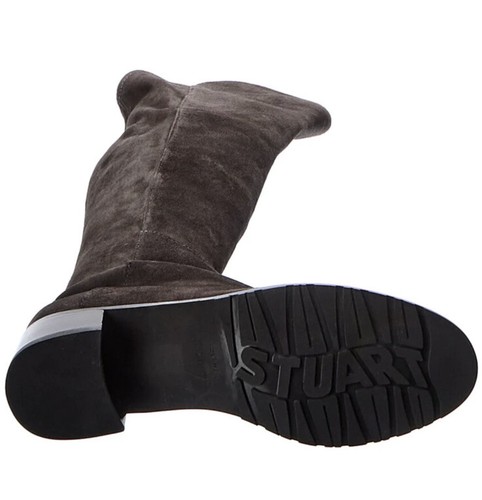 Stuart Weitzman Allserve SCHIEFERGRAU GRAU VELOURSLEDER OVERKNEES-STIEFEL KLASSISCH GRÖSSE 9 - Bild 4 von 11