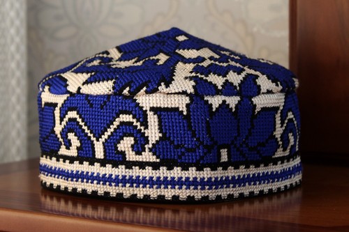 Uzbek hand embroidered skull-cap hat,handmade ethnic muslim kufi hat,boho  cap - Picture 3 of 5