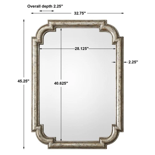 Uttermost Calanna Traditional MDF Wood Decorative Mirror in Antique Silver - Picture 5 of 5
