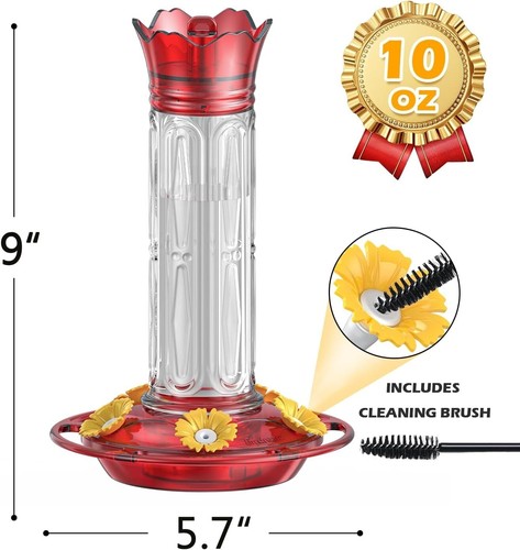 2pk Plastic Humming Bird Feeder for Outdoors Hanging 20Oz 10 Feeding Ports Red - Picture 6 of 9