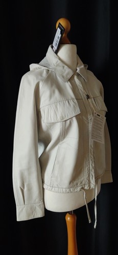 FREAKY NATION Leather Bomber Jacket Detachable Hood White Size M S NEW NWT - Picture 11 of 22