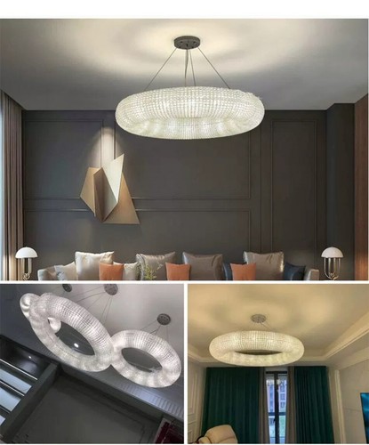 Indoor Lighting Crystals Chandelier Chrome LED E14 Luxury Round Ring Chandelier - Picture 9 of 11