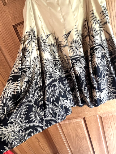 Falda Silk Jones NY Collection 16 Beige Negro Floral Forrado Cremallera - Imagen 2 de 5