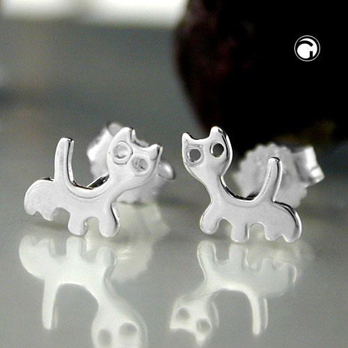 Earrings Studs, Cats Kitty , 925 Silver, for Children - Picture 2 of 2