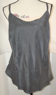 NWT New Ryllace 22 Silk Blouse Cami Dark Gray Tank Camisole Adjustable Top Plus