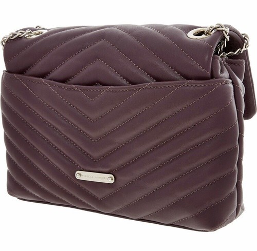 🦋REBECCA MINKOFF Leather Purple Edie Cross Body Bag / Shoulder Bag - Picture 2 of 11