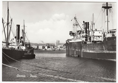 Italy; Savona, The Harbour RP PPC, c 1950's, View From Waterline Between Ships - Picture 1 of 2