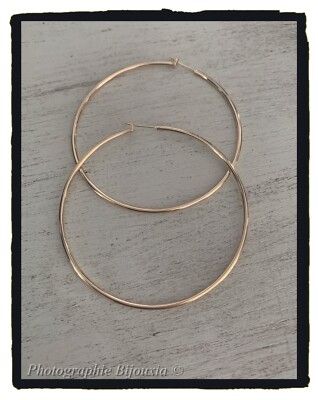 Boucles D'oreilles Créoles 7cm Plaqué Or 18 Carats - NEUVES Avec étiquettes