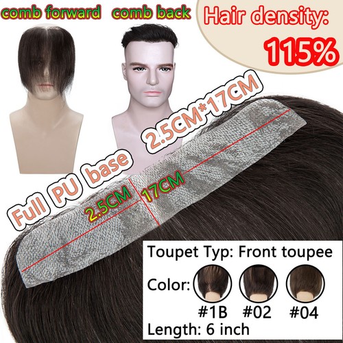 Men's Short Hair Toupee Human Hair Poly Thin Skin Replacemen System Buzz Cut Wig - Picture 19 of 78