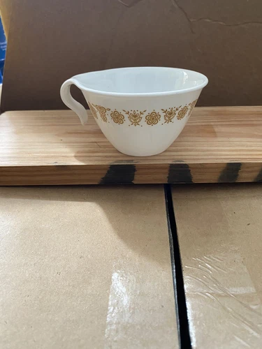 Set Of 2 Flat Cup Butterfly Gold Corelle by CORNING Hook Handle Coffee Tea Mugs