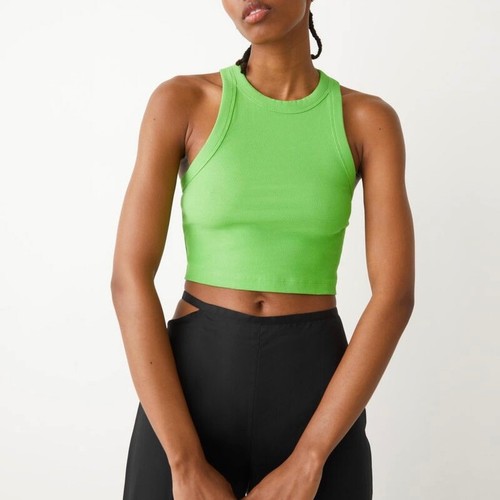 Camiseta sin mangas corta acanalada ajustada verde talla mediana Eur & Other Stories - Imagen 2 de 21