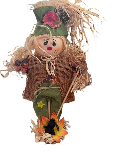 Scarecrow Table Top Decor Pumpkin Fall Thanksgiving Halloween Figures Set Of Two - Picture 2 of 13