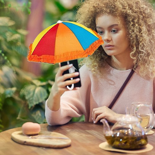 2x Mini Sun Umbrella for Cell Phone Sun Shade Phone Holder Cooling Random Color - Picture 11 of 12