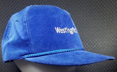 Westinghouse Blue Corduroy Hat Snapback Cap Rope Bill USA Vntg - Picture 2 of 13