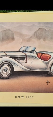 Auto B.M.W. 1937 BMW Oldtimer Kunstdruck Vintage Plakat Poster Bild 37,5x30,5 cm - Bild 3 von 7