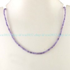 Natural 3mm Faceted Purple Zircon Round Gemstone Beads Necklace 16-28 in