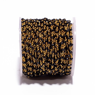 Read Hydro 3mm Rondelle Faceted Beads Black Plated 1-20 Fut Rosary Chain S332 Read Hydro 3mm Rondelle Faceted Beads Black Plated 1-20 Fut Rosary Chain S332
