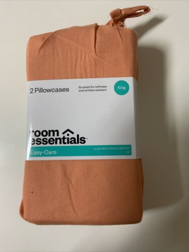 🧷 ROOM ESSENTIALS EASY CARE pillowcases set, KING SIZE, Orange 🆕 - Picture 1 of 2